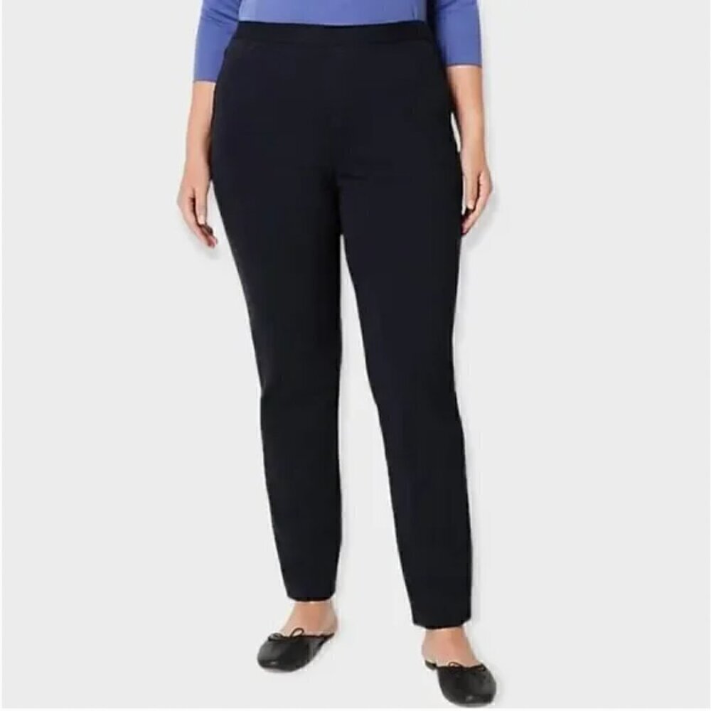 J. Jill Ponte Knit Slim Leg Pull On Pants Black Size Medium